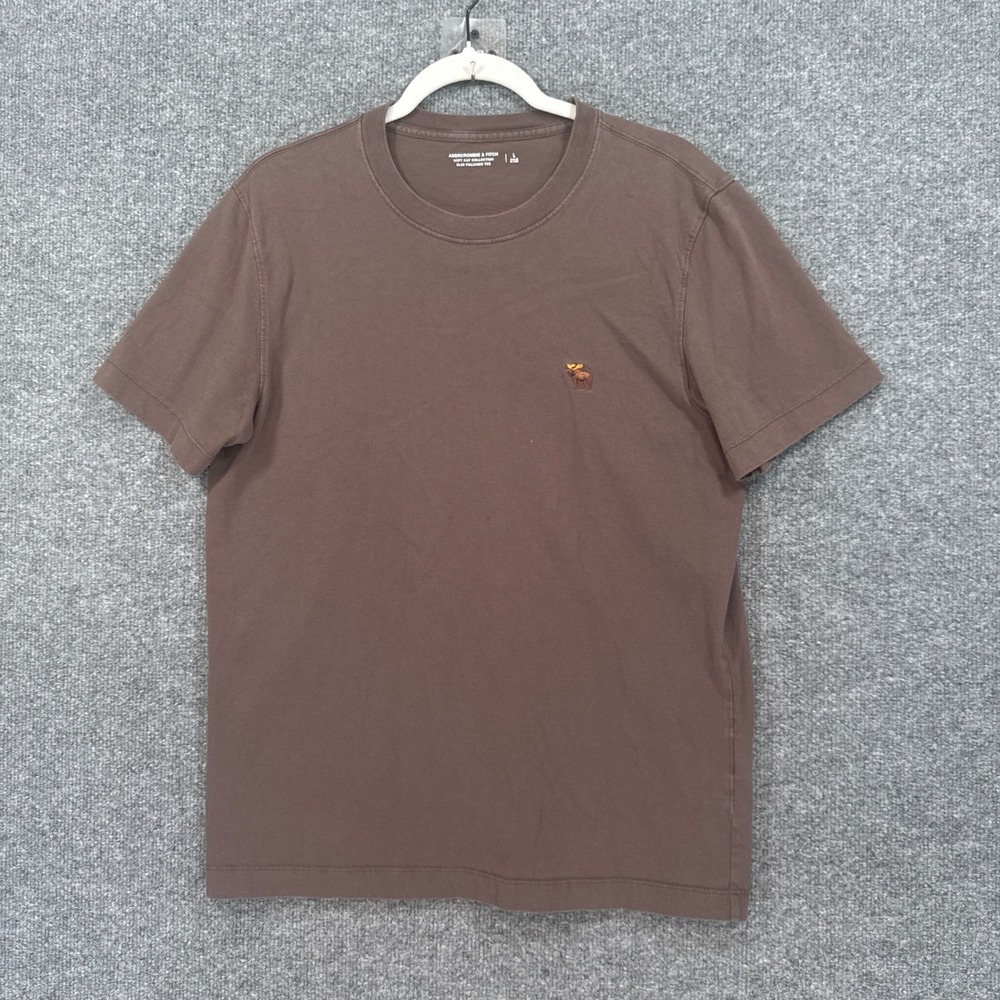 Abercrombie & Fitch Tshirt Mens Large Brown Slim Polished Tee Embroidered Moose